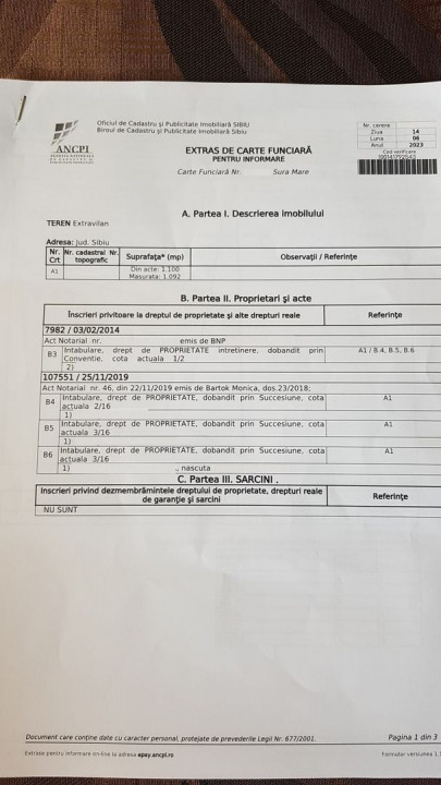 Teren intravilan construcții in Șura Mare.